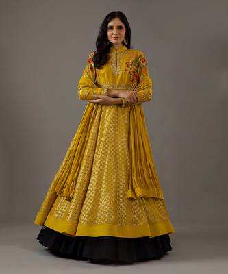 Yellow anarkali set 1