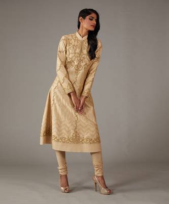 Beige Kalidar kurta set 3