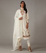 Ivory Embroidered Kalidar kurta set