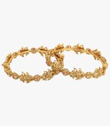 Women set of 2 24k gold-plated embellished designer bangles