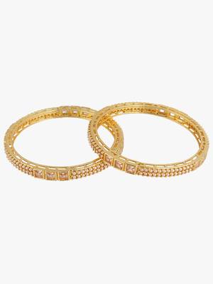 Women set of two 24ct ethnic copper gold plated royal antique bangles 2