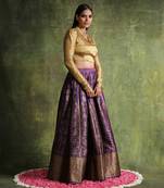 Purple Handloom Pure Katan Silk Banarasi Skirt Set