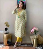 Peershah yellow embroidery kurta with pant set