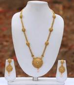 Alyesha Gold Plated Traditional South Indian Stylish Multicolour Stone Work Long Necklace With Earrings For Women