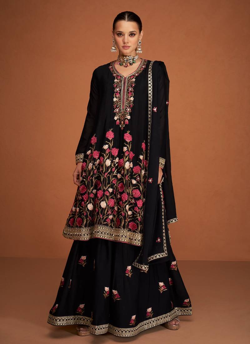 Fancy Peplum Style Black Indian Pakistani Wear Suit KREATAGHNA