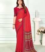 Roop Kashish Pink Color Chiffon Printed Saree With Fancy Border And Fancy Printed Blouse Piece