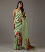 Mint green chanderi silk saree Set