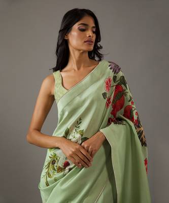 Mint green chanderi silk saree Set 2