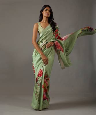 Mint green chanderi silk saree Set 3