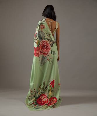 Mint green chanderi silk saree Set 4