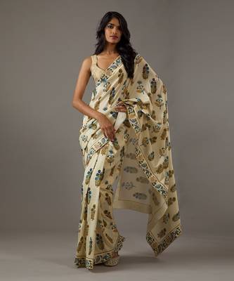 Lemon yellow saree set 1