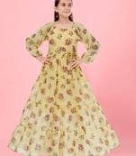 Aarika girls yellow colour georgette dress