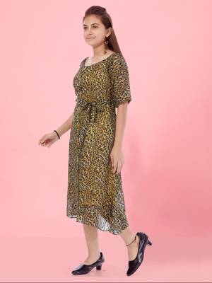 Aarika girls yellow colour georgette middi 3
