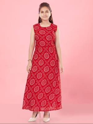 Aarika girls red colour dress 1