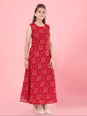 Aarika girls red colour dress 2