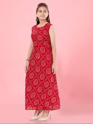 Aarika girls red colour dress 3