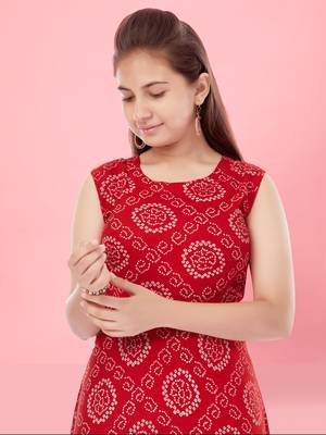 Aarika girls red colour dress 5
