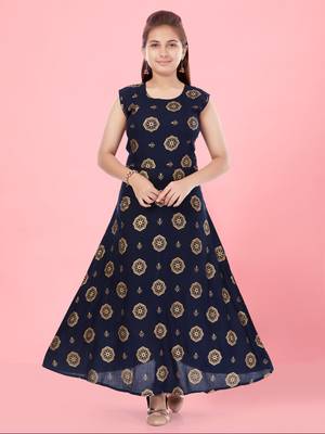 Aarika girls blue colour dress 1