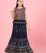 Aarika girls navy-blue colour lehenga choli