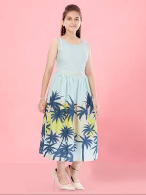 Aarika girls firozi colour poly-crepe middi 2
