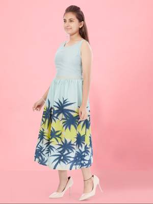 Aarika girls firozi colour poly-crepe middi 3