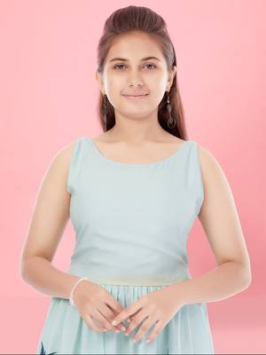 Aarika girls firozi colour poly-crepe middi 5