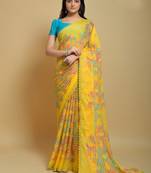 Roop Kashish Multicolor Georgette Printed Saree And Blouse Piece