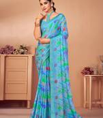 Roop Kashish Multicolor Chiffon Printed Saree With Attached Banaras Border And Blouse Piece