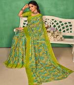 Roop Kashish Multicolor Leheriya Chiffon Printed Saree And Printed Blouse Piece