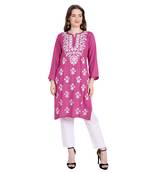 Lucknowi chikankari rayon cotton kurta set