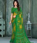 Roop Kashish Multicolor Bandhani Print Chiffon Printed Saree And Printed Blouse Piece In