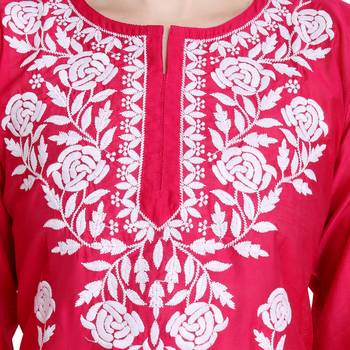 Lucknowi chikankari chanderi silk kurta set 3