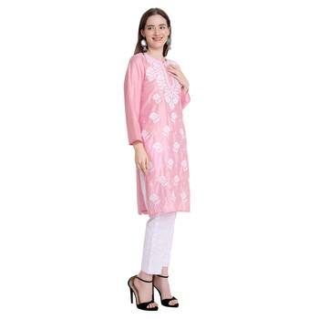 Lucknowi chikankari chanderi silk kurta set 4