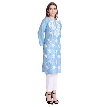 Lucknowi chikankari chanderi silk kurta set 4