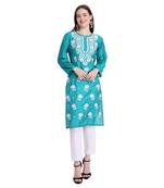 Lucknowi chikankari chanderi silk kurta set