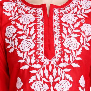 Lucknowi chikankari chanderi silk kurta set 3