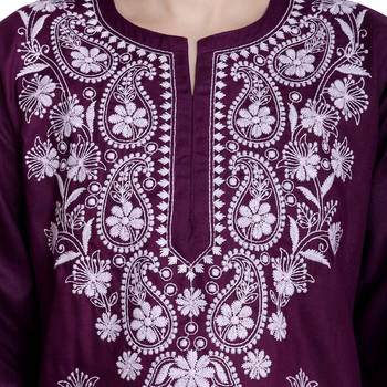 L:ucknowi embroidered straight kurta set 3