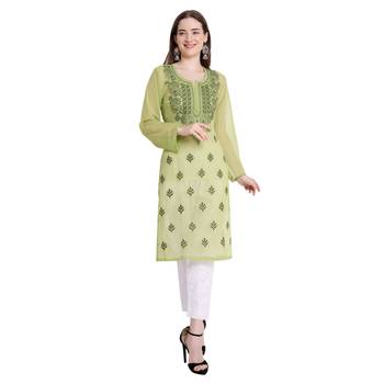 Lucknowi chikankari georgette kurta set 1