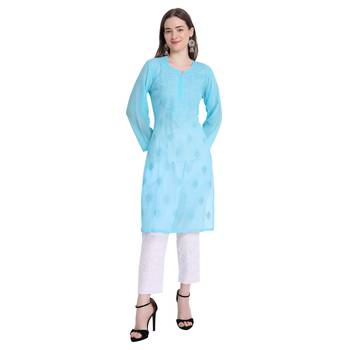 Lucknowi chikankari georgette kurta set 1