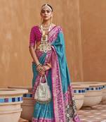 Rama silk blend Blend Saree With Unstitched Blouse Piece