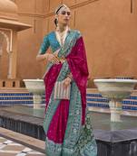 Rani silk blend Blend Saree With Unstitched Blouse Piece