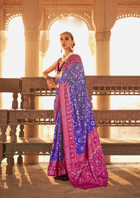 Purple silk blend Blend Saree With Unstitched Blouse Piece 1