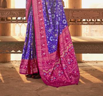 Purple silk blend Blend Saree With Unstitched Blouse Piece 3
