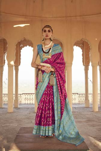 rani silk blend blend saree with unstitched blouse piece