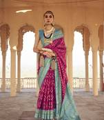 rani silk blend blend saree with unstitched blouse piece