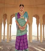 Violet silk blend Blend Saree With Unstitched Blouse Piece