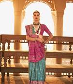 Rama silk blend Blend Saree With Unstitched Blouse Piece