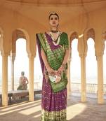 Wine silk blend Blend Saree With Unstitched Blouse Piece