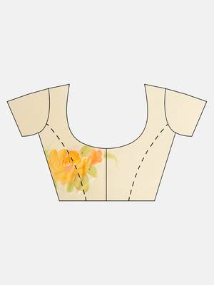   Beige Hand Painted  Pure Organza Saree 7