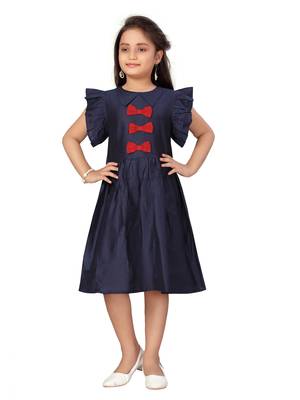 Aarika girls navy blue colour party wear middi 1